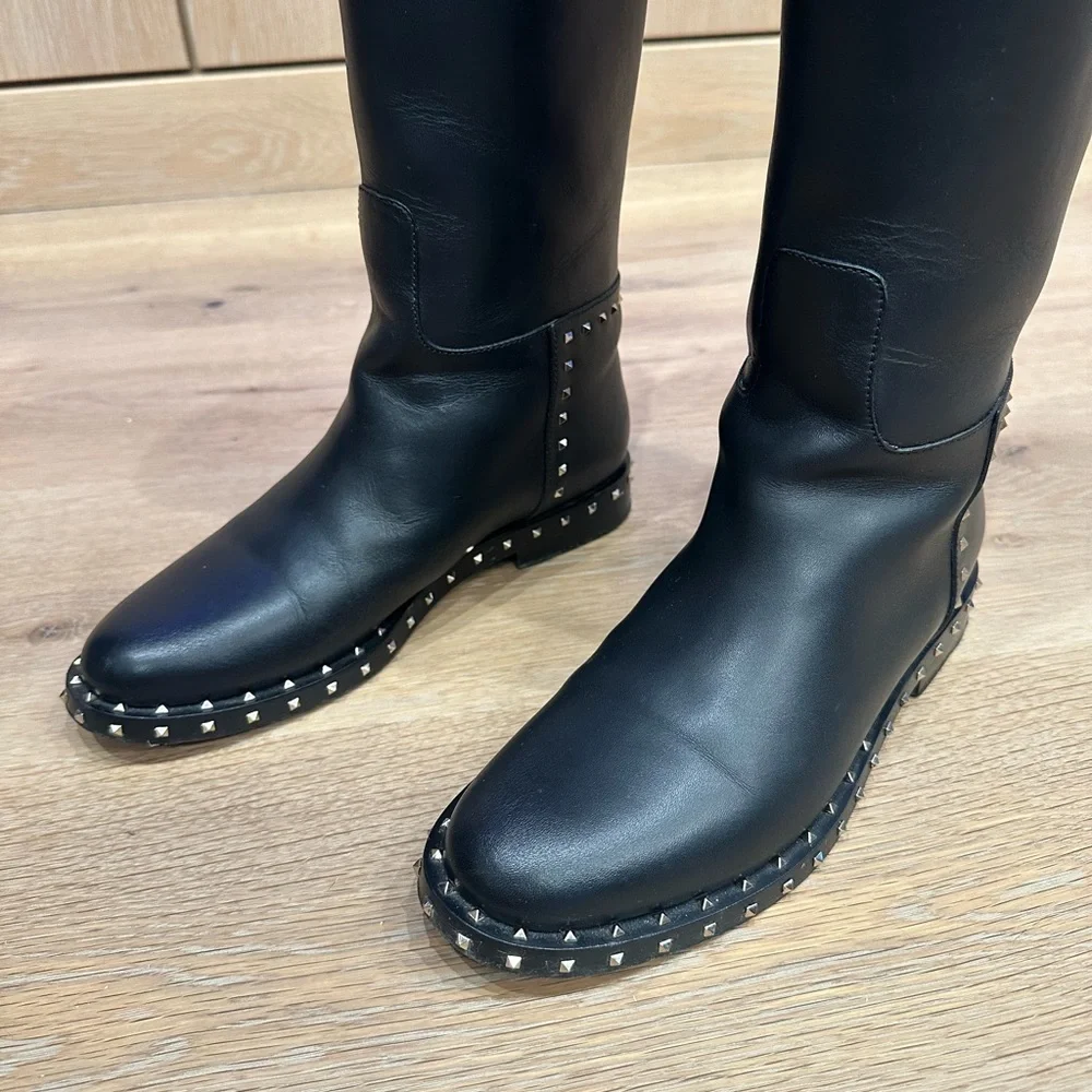 Valentino studded black leather boots - Picture 12 of 16